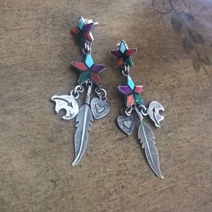 Sterling Silver Southwestern Style Earrings GUC